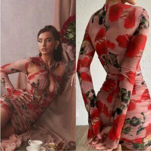 ADANNA, Rose Print Corset Mini Dress House of CB